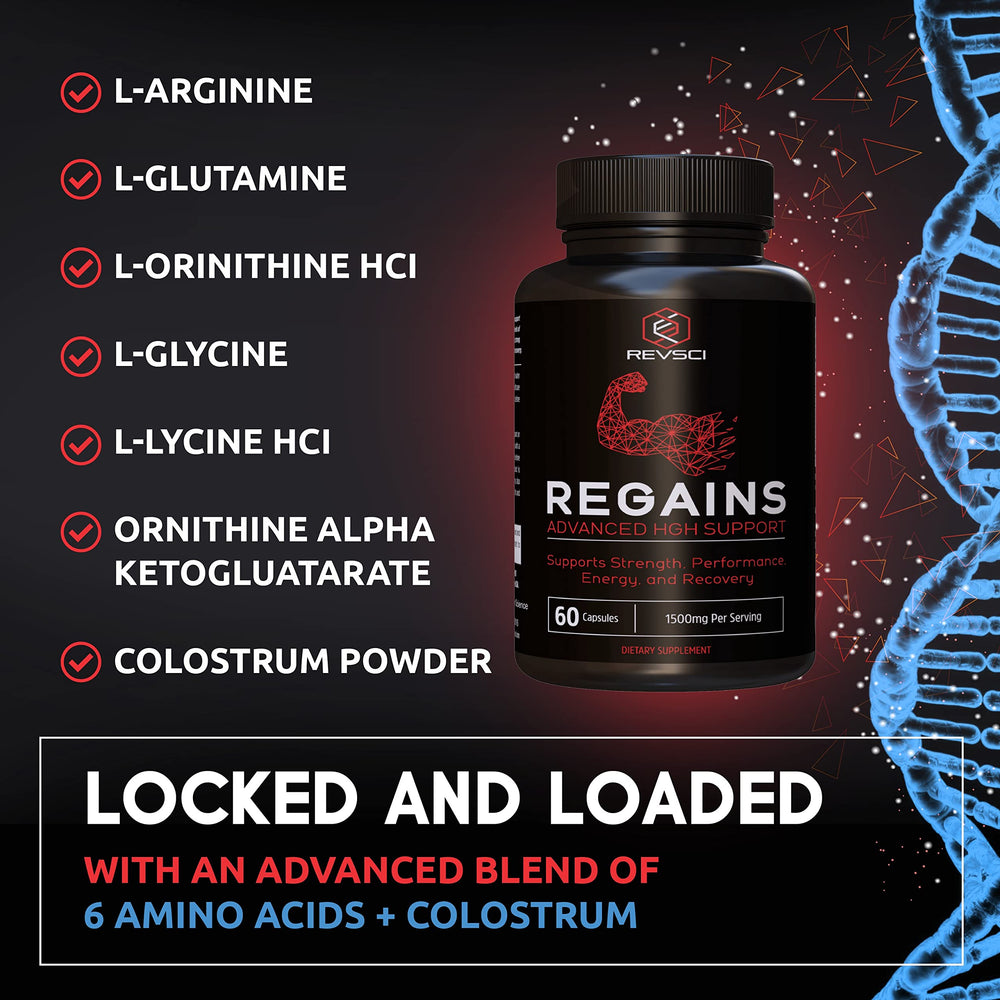 Product on desk with water suggests Regains daily regimen for consistency.
