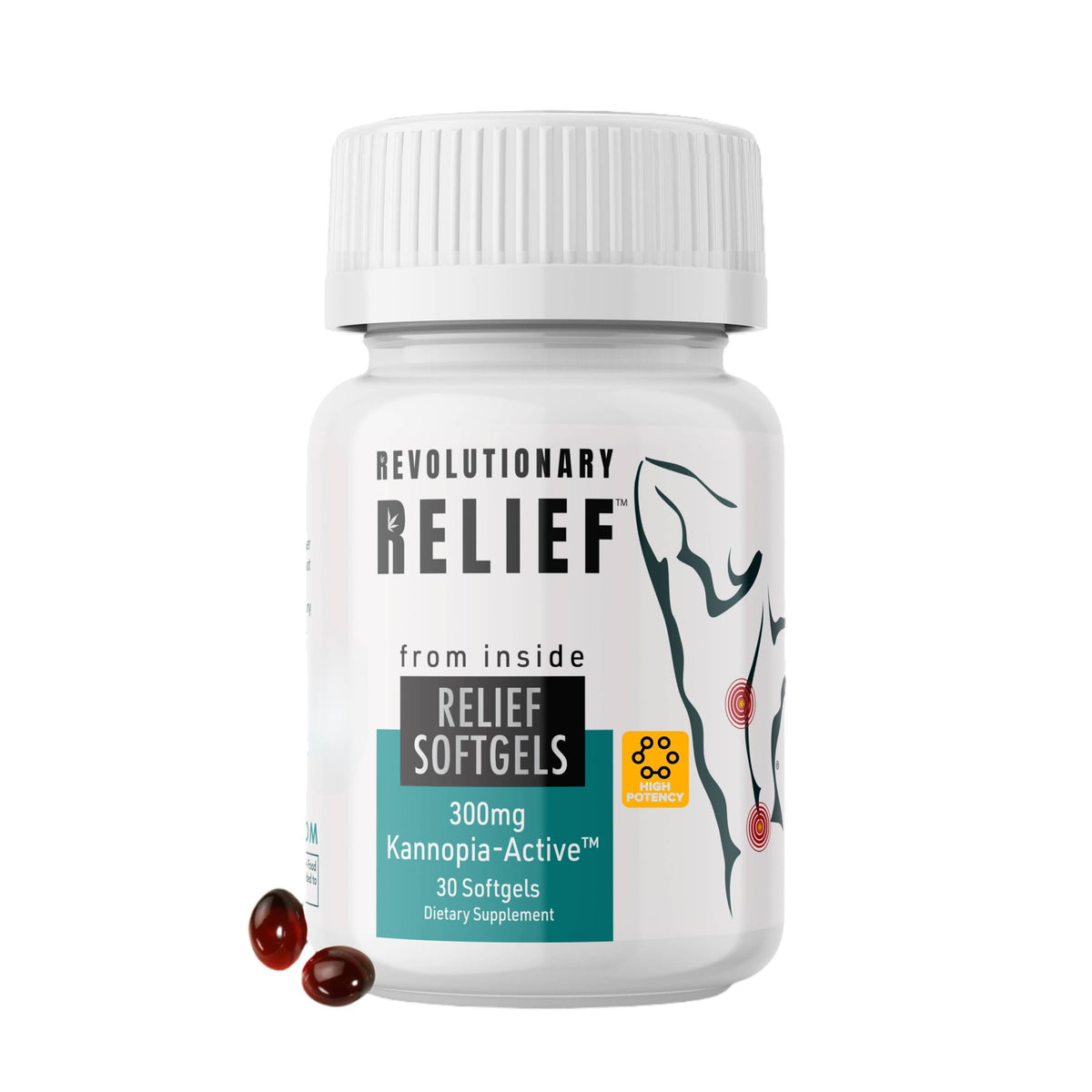Revolutionary Relief Kannopia-Active softgels bottle for recovery support