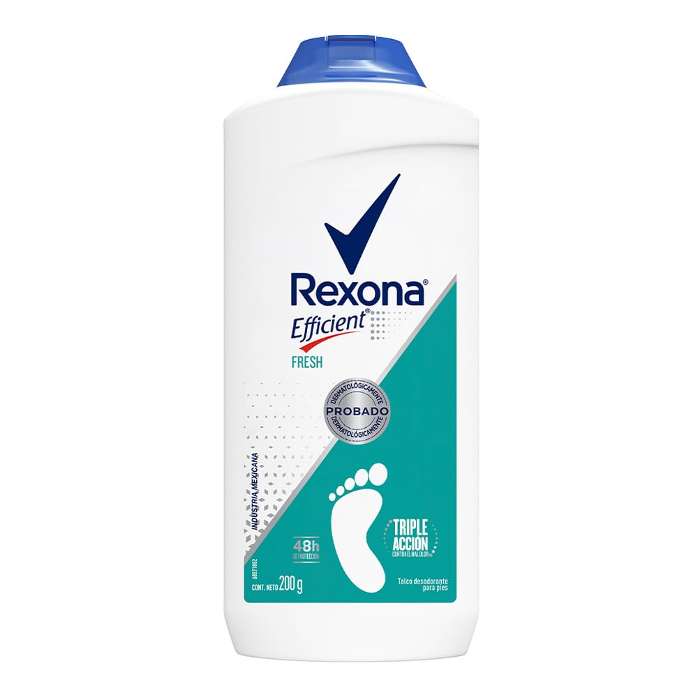 Rexona Foot Powder packshot with zinc oxide keeps feet dry and comfortable.