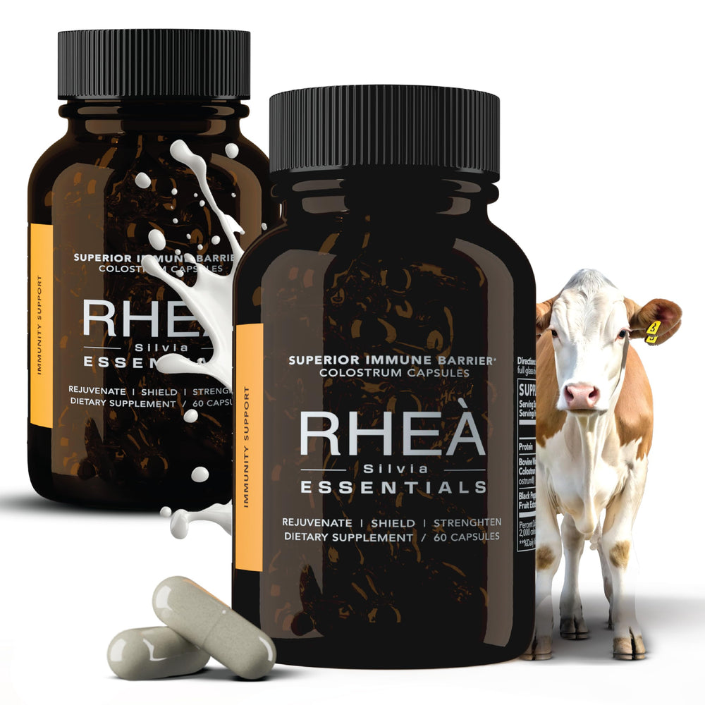 RHEASILVIA Rhea bovine colostrum bottle promoting immune support and everyday vitality