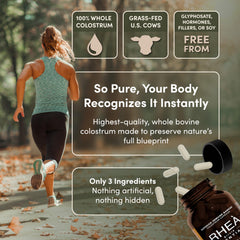 RHEASILVIA Rhea colostrum capsules daily usage pack emphasizes convenient regimen