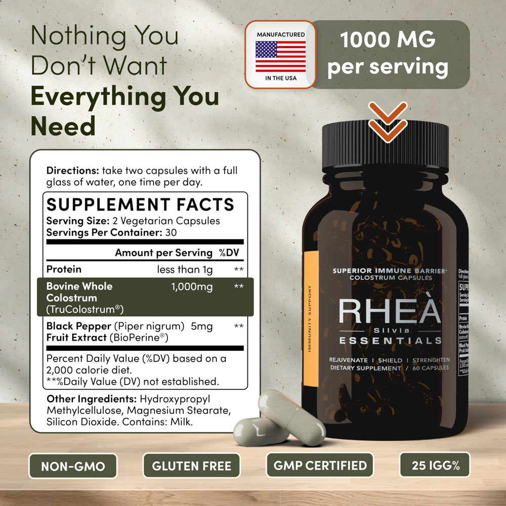 RHEASILVIA Rhea colostrum capsules for women target daily wellness and immune resilience