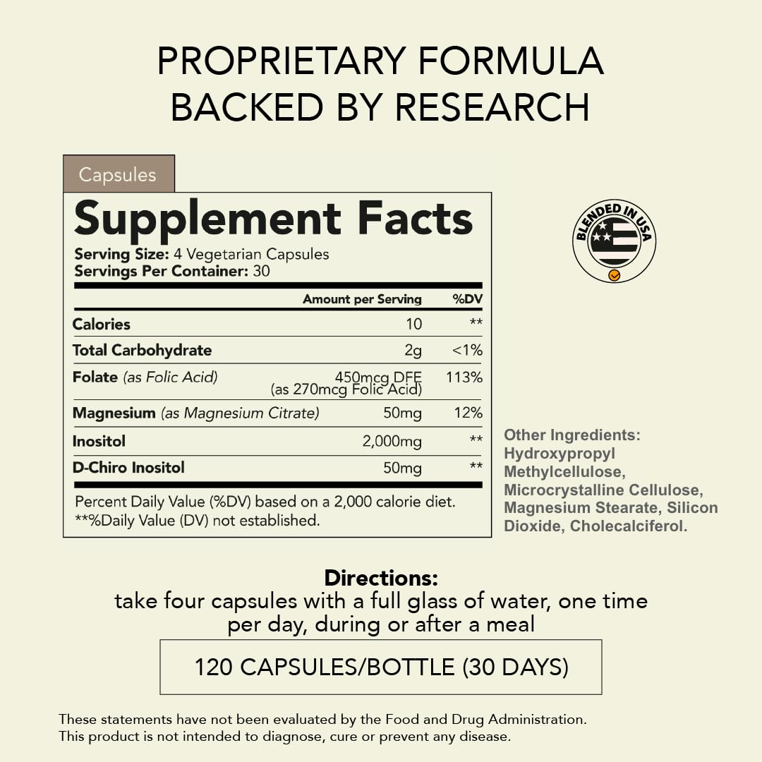 RHEASILVIA Rhea ingredients panel highlights myo-inositol and D-chiro inositol blend.