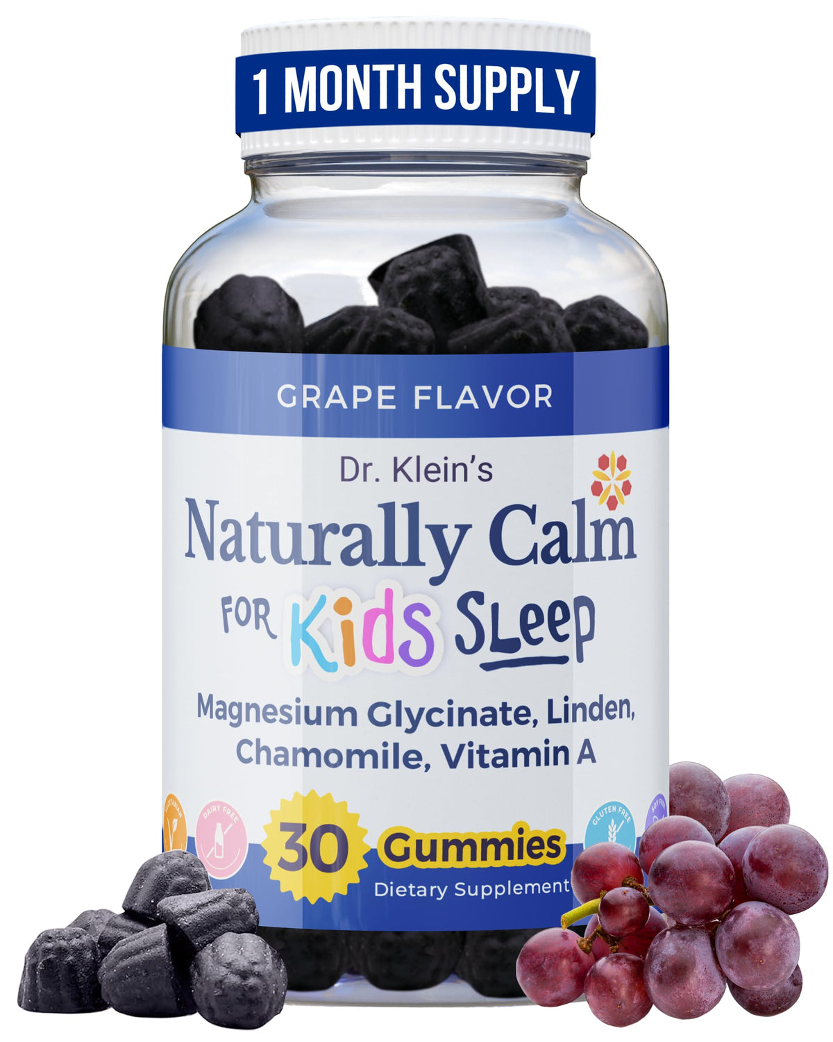 Rhoziva Calm Gummies for Kids bottle front promotes daily calm during routines