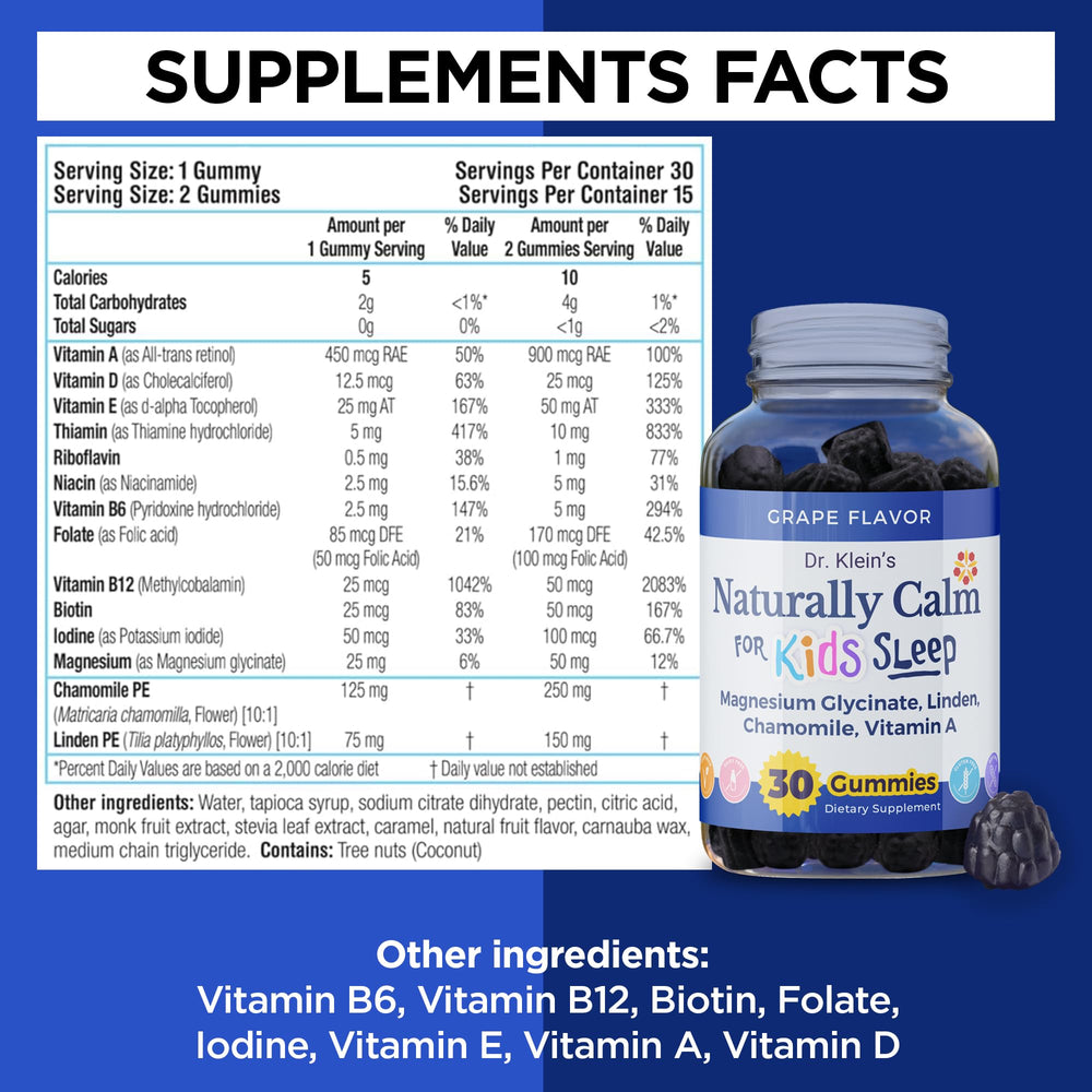 Rhoziva Calm Gummies kids flavor scene highlighting grape taste and sugar-free claim