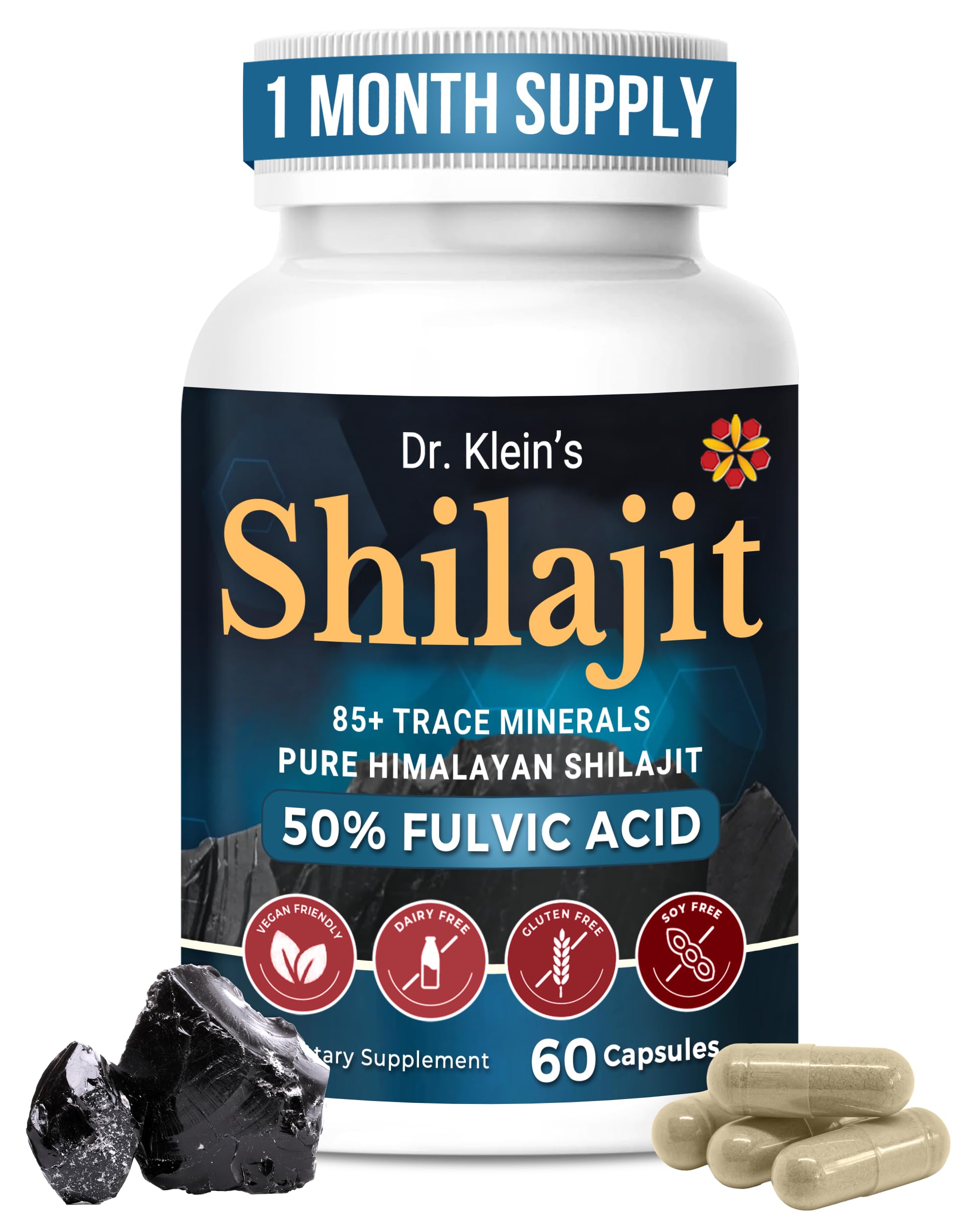Rhoziva Shilajit capsules bottle for easy daily use.