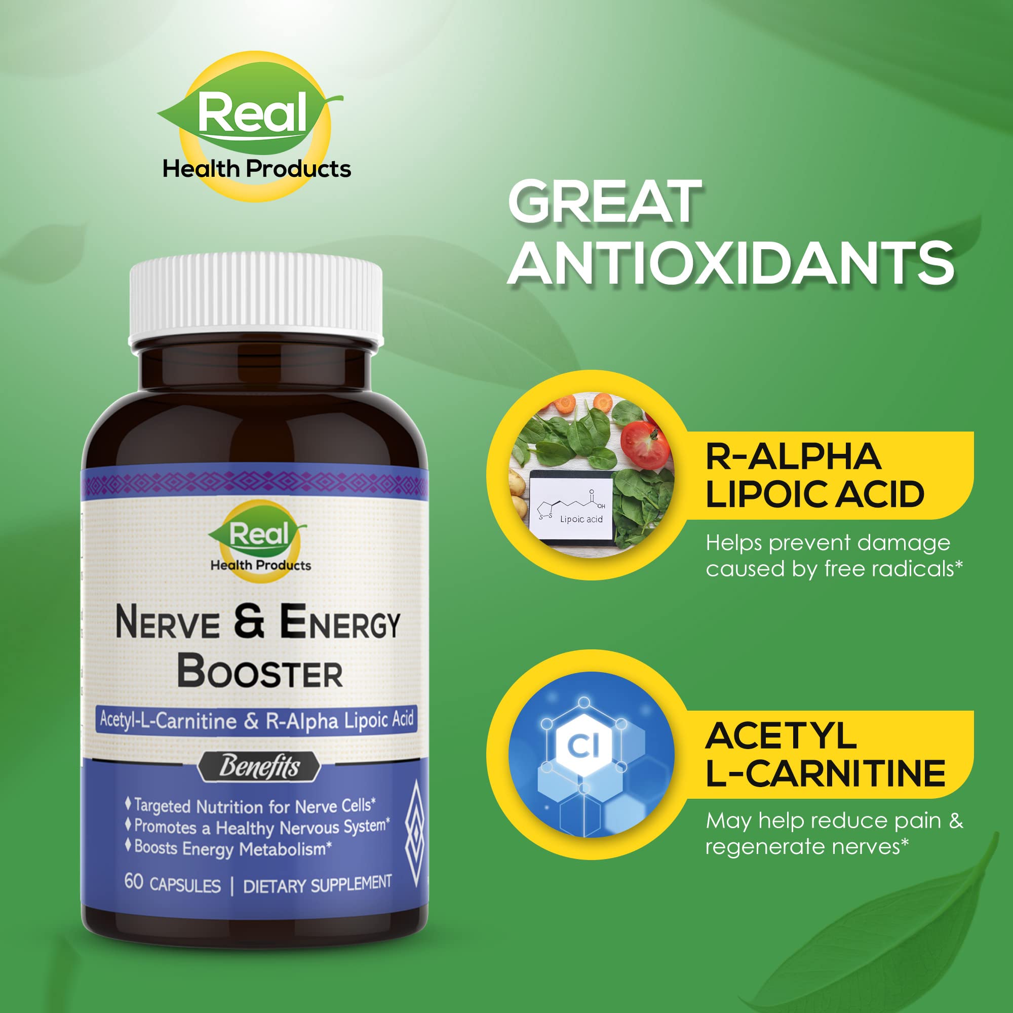 RHP ALA ingredient blend visual highlights powerful antioxidants for cellular energy.