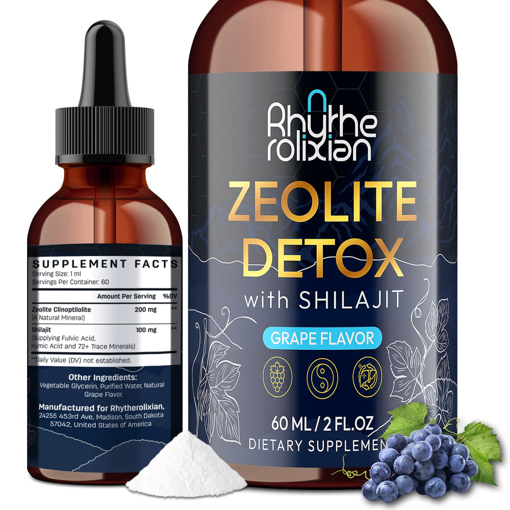 Rhytherolixian detox drops bottle promotes mineral balance and daily use.