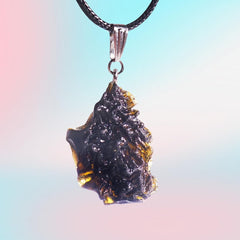 RICHRAIN Moldavite Necklace green hues highlight raw crystal surface for unique style