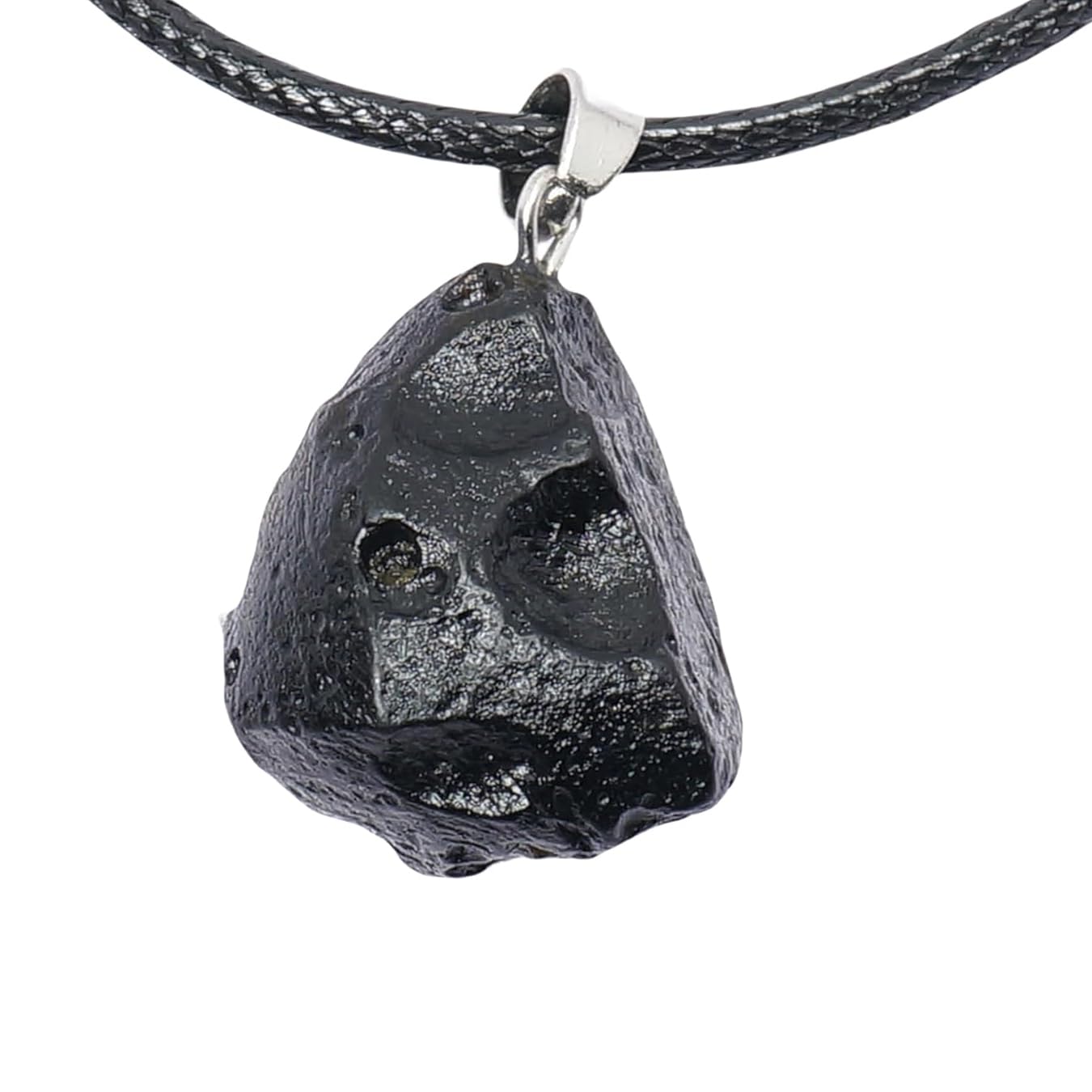 RICHRAIN Moldavite Necklace pendant close-up showing natural green glow for mindful energy