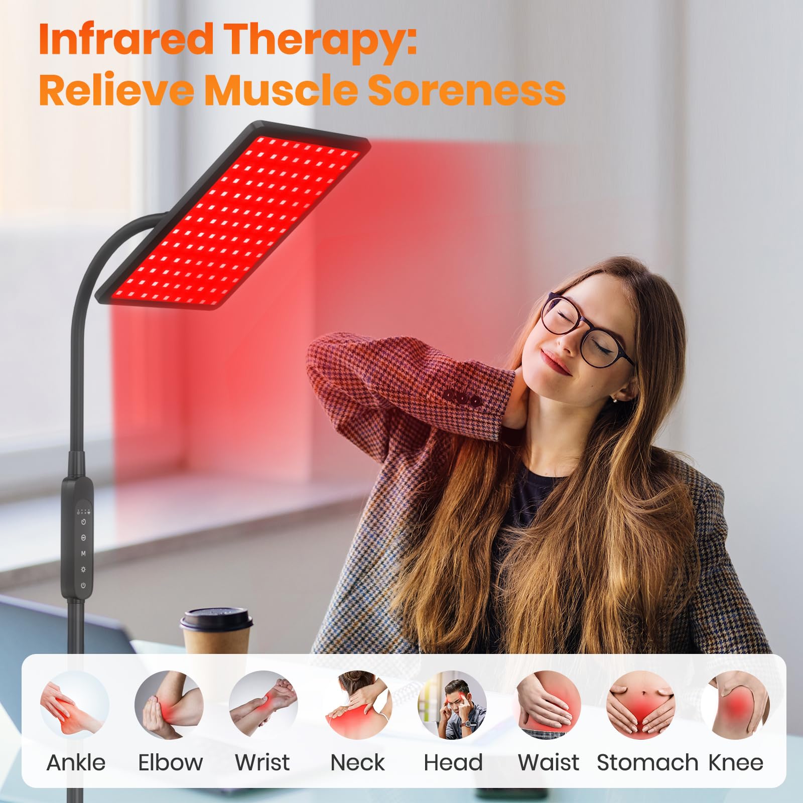 RICIAL face close-up beams demonstrate 660nm red light for facial vitality.