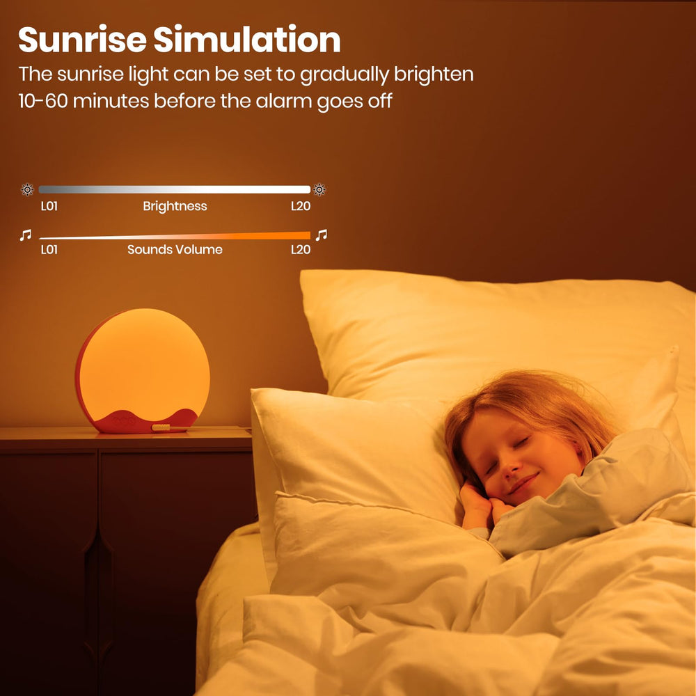 RICIAL Wake Up Light shows bright 10,000 Lux therapy light for focus