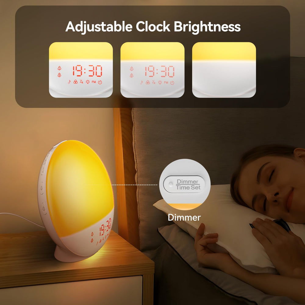 RICIAL Wake Up Light compact design fits bedside tables neatly.