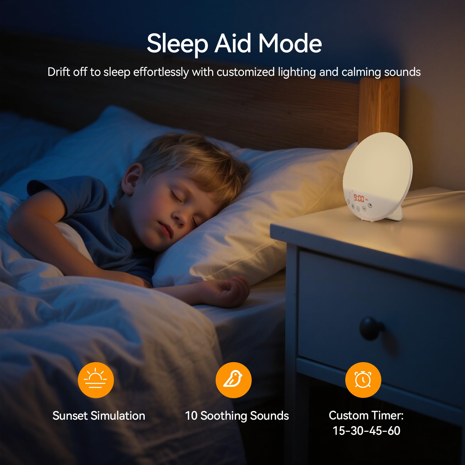 RICIAL Wake Up Light dual alarms for two schedules