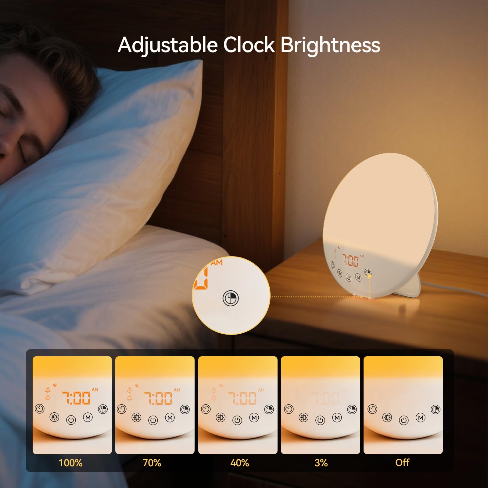 RICIAL Wake Up Light snooze function for extra rest