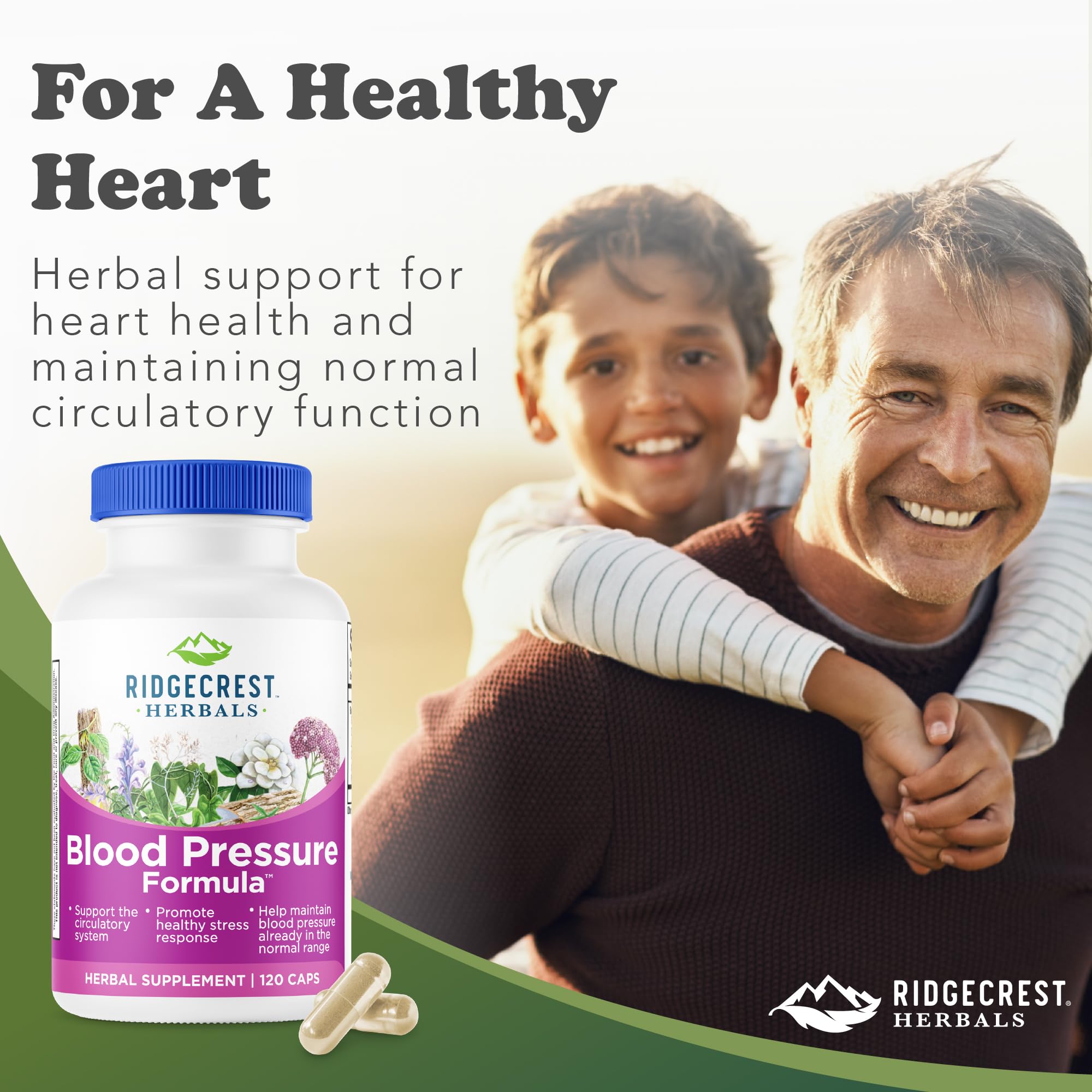 Ridgcrest Blood Pressure Formula packaging front view on display.