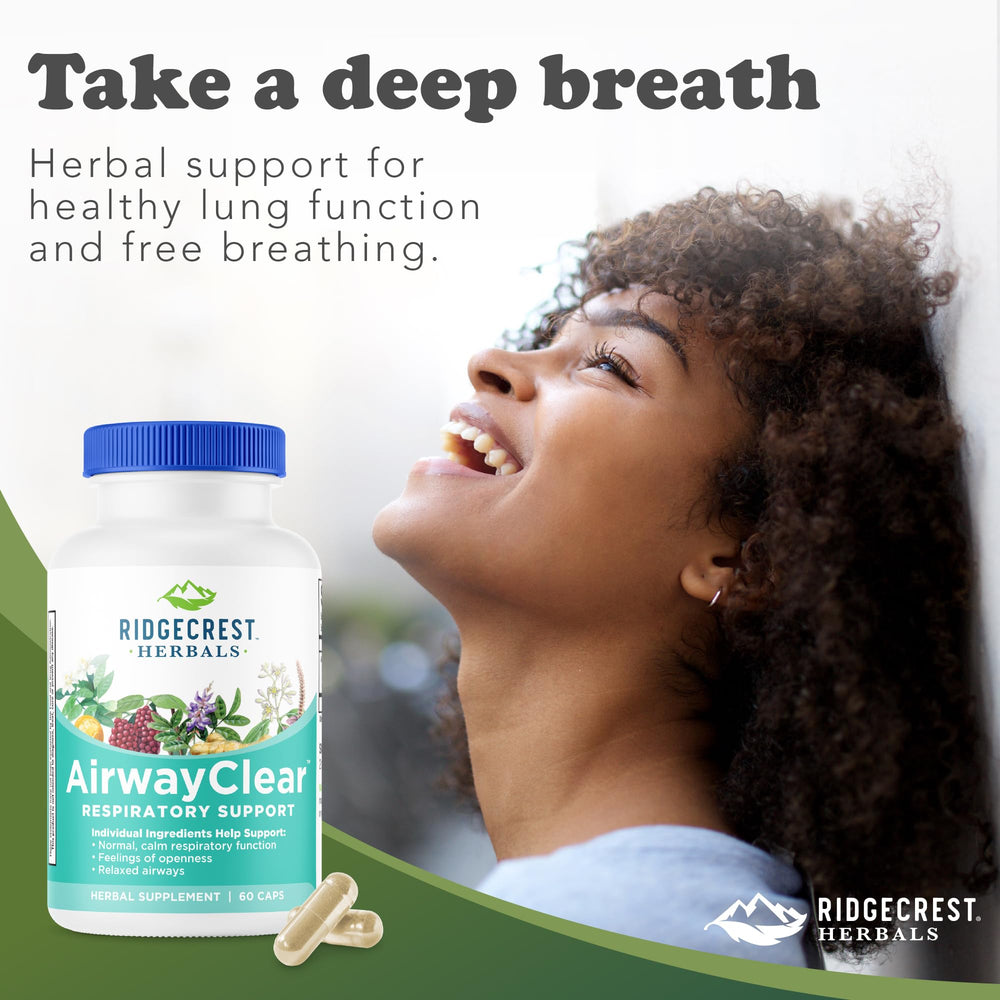 RidgeCrest AirwayClear bottle cap close-up hints at reliable everyday care.