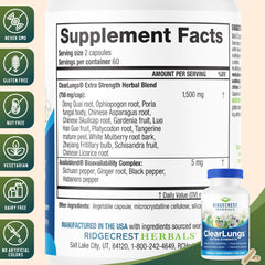 RidgeCrest ClearLungs Extra Strength capsules ready for daily use