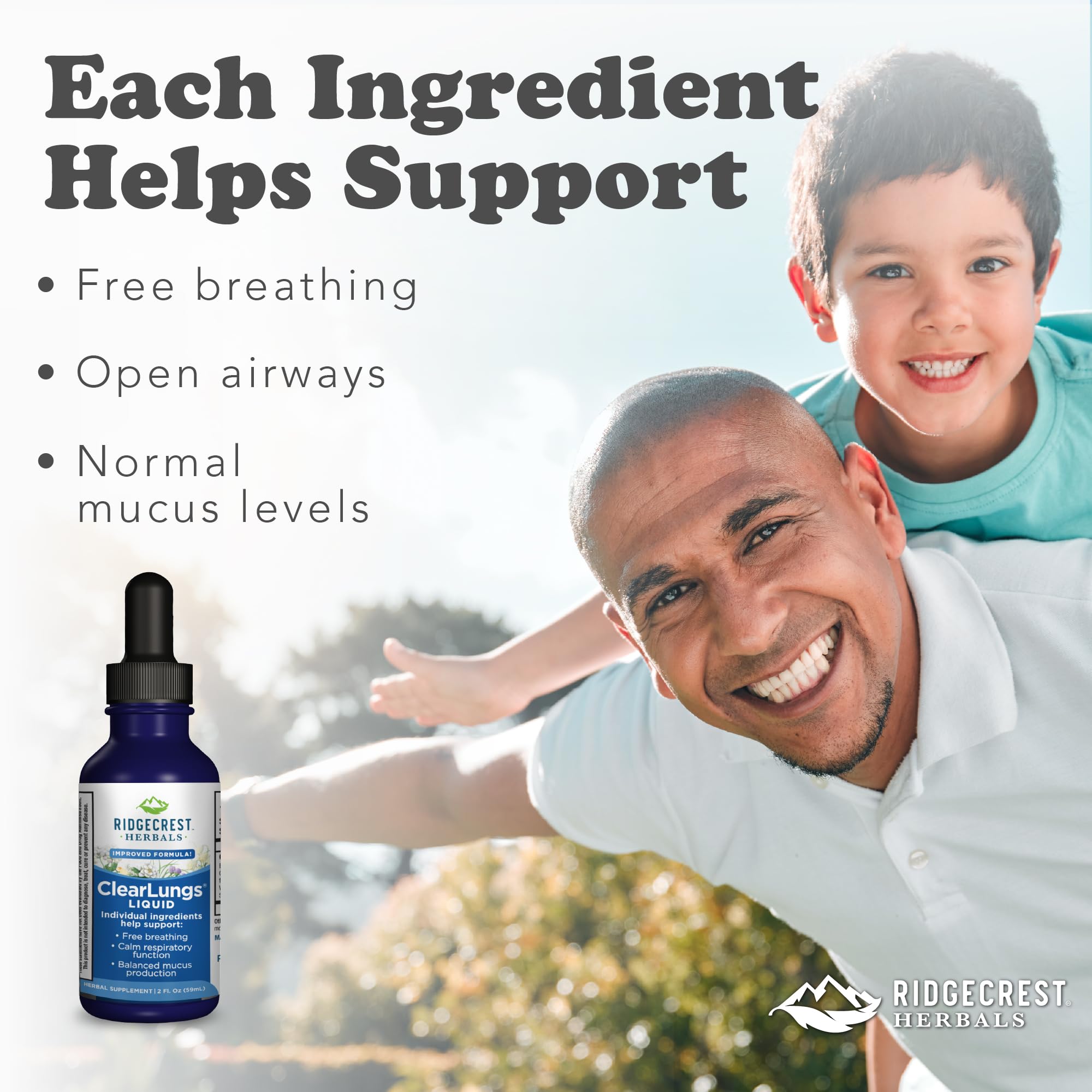 Pouring ClearLungs liquid from a dropper, quick non-pill option for breathing comfort