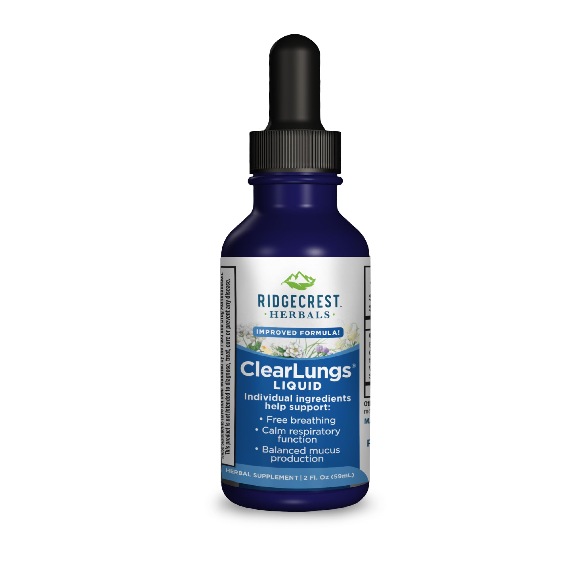 RidgeCrest ClearLungs orange bottle on counter for daily respiratory support