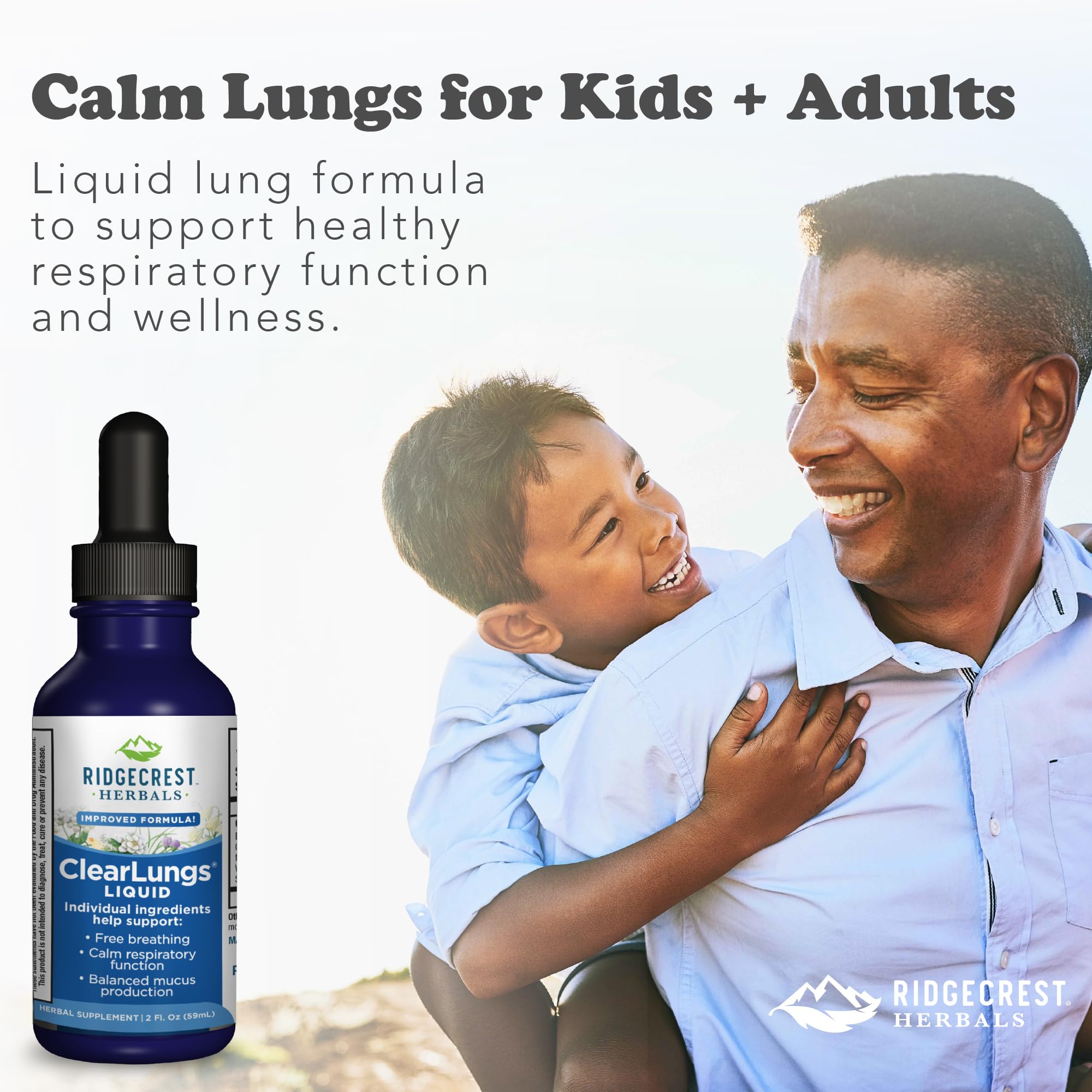ClearLungs bottle beside tissues, ideal for seasonal nasal and bronchial support