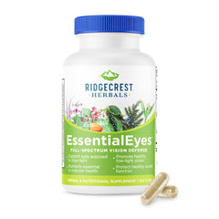 RidgeCrest EssentialEyes bottle showing comprehensive eye vitamin formula for daily support