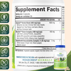 RidgeCrest EssentialEyes label highlights Lutemax2020 for eye wellness