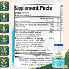 RidgeCrest ClearLungs Immune capsules in hand for everyday lung support.