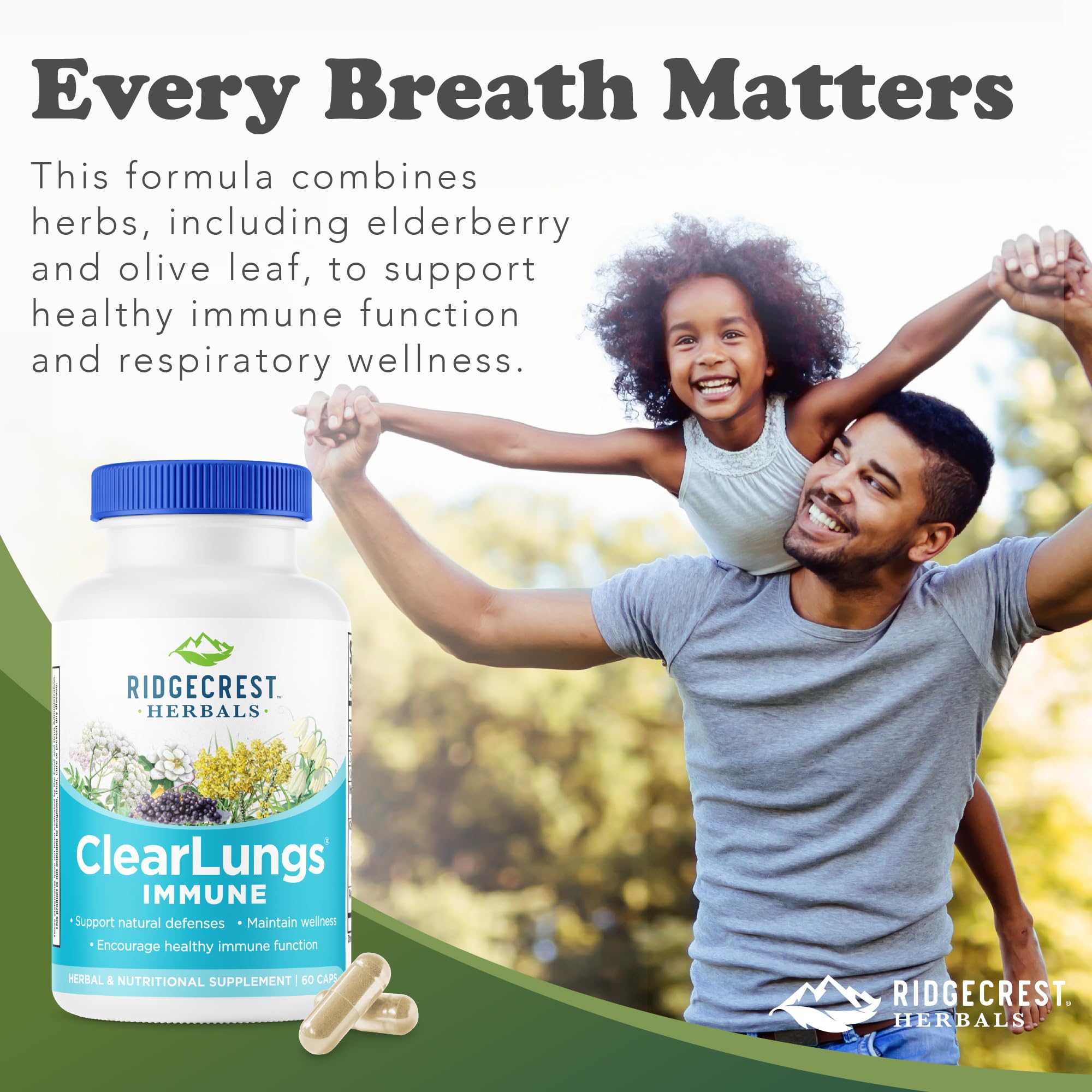 Mullein leaf detail tied to RidgeCrest ClearLungs Immune plant-based formula.