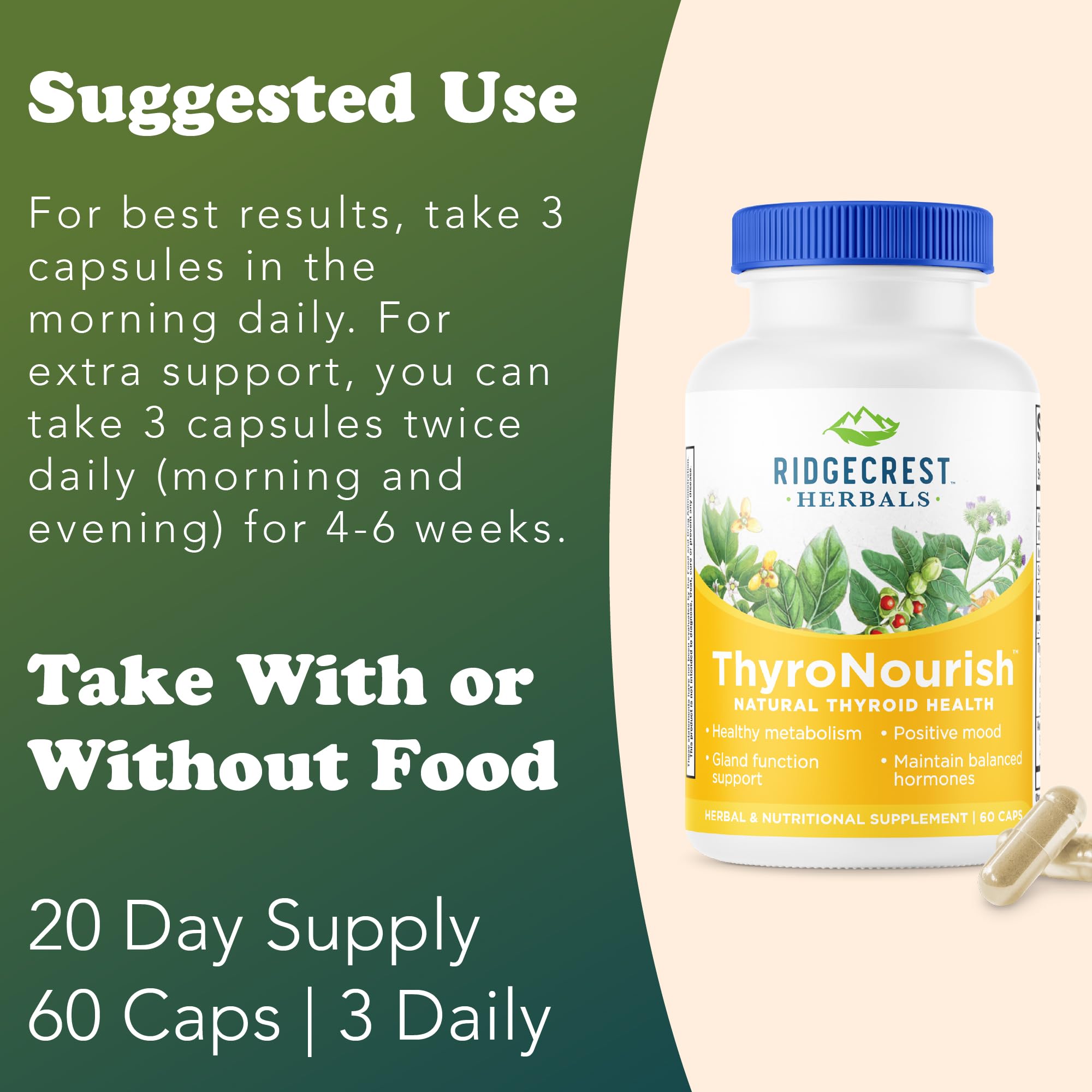 ThyroNourish bottle with a glass suggesting routine use and daily wellness.