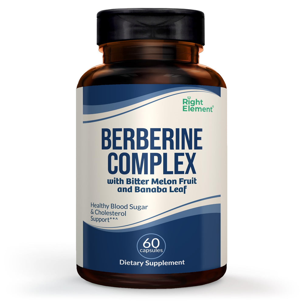 RIGHT ELEMENT Berberine Complex bottle with capsules supports metabolic balance and daily energy.