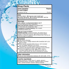 RIGHT REMEDIES pamabrom 50mg softgel closeup highlighting the active ingredient for bloating relief