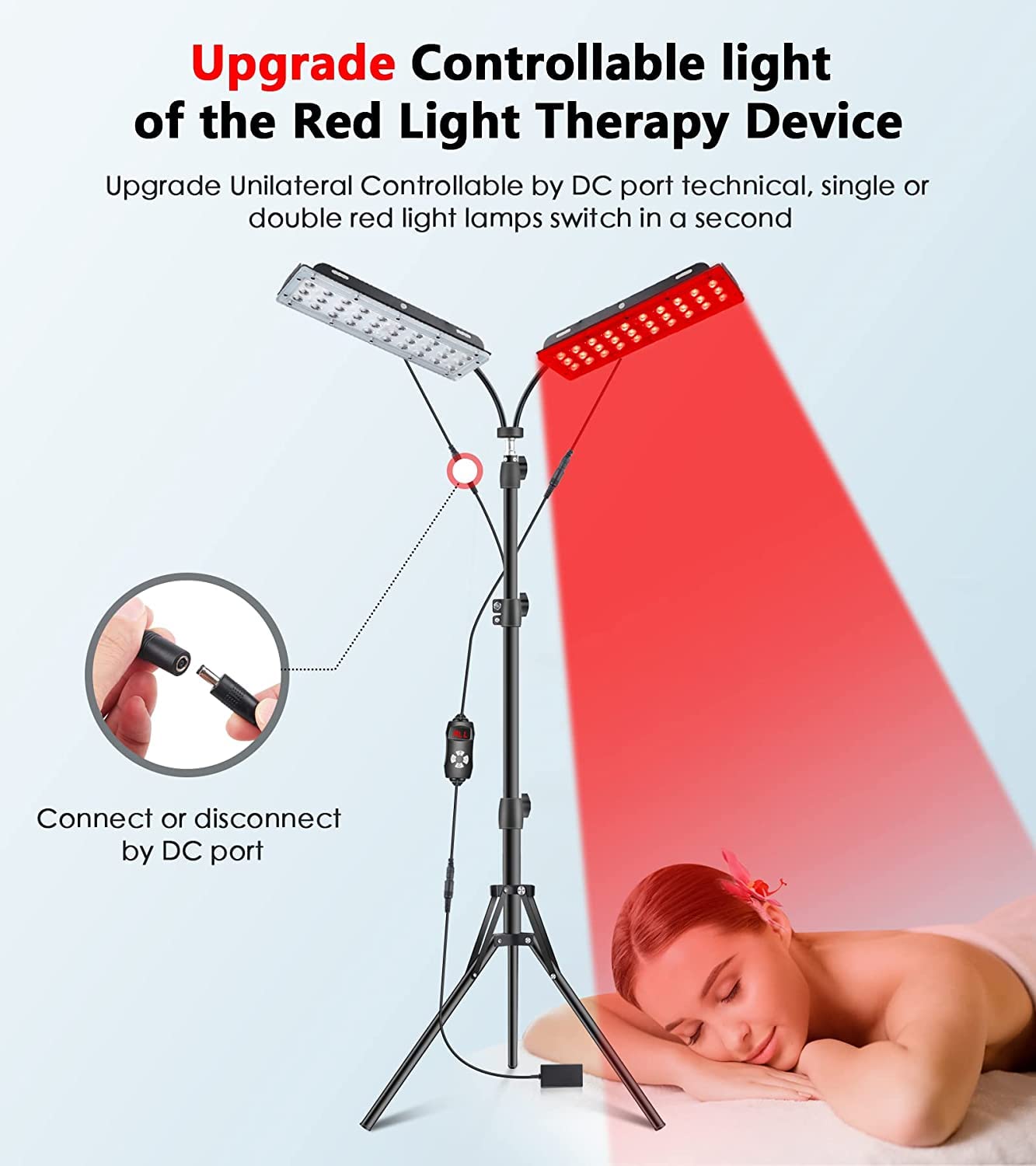 Rikimxin AC adapter powers both lamps for uninterrupted sessions.