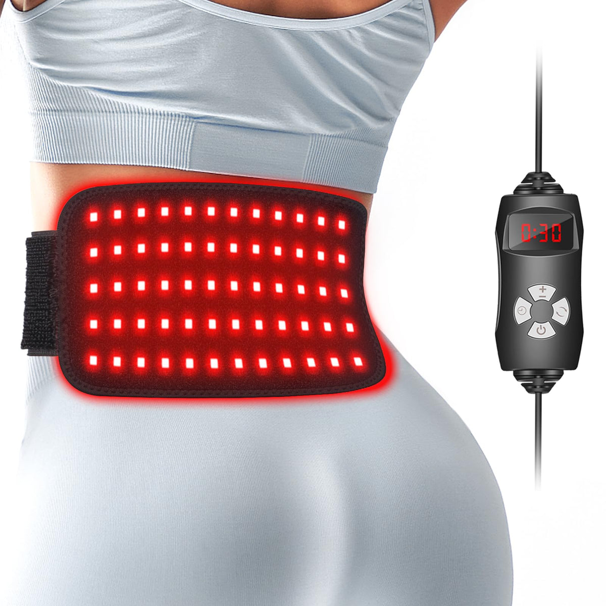 Rikimxin red light therapy belt folded for compact home use and travel.