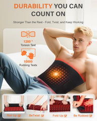 Rikimxin mat highlighting 660nm and 850nm LEDs for effective light therapy.