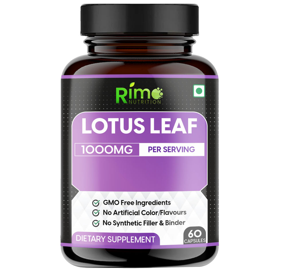 Rimo Lotus Capsules bottle showcase plant-based daily wellness support.