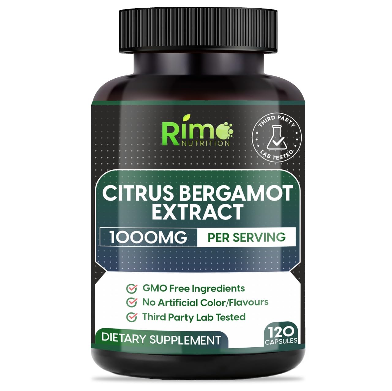 Rimo Nutrition Citrus Bergamot bottle front view supporting daily wellness