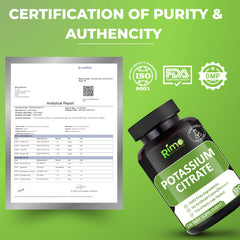 Rimo Nutrition potassium citrate bottle packaging emphasizing 120 servings