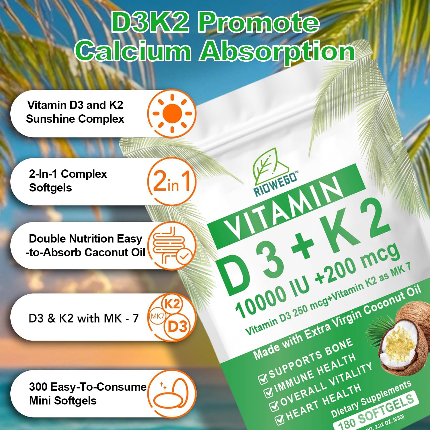 RIOWEGO softgels being poured for easy daily intake.
