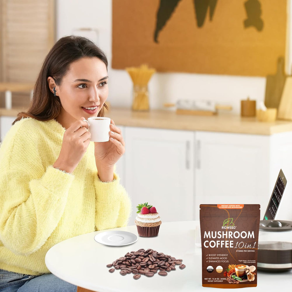 RIOWEGO mushroom coffee energy and focus visual suggestion