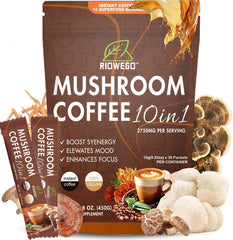 RIOWEGO mushroom coffee stick pack for on-the-go energy and focus