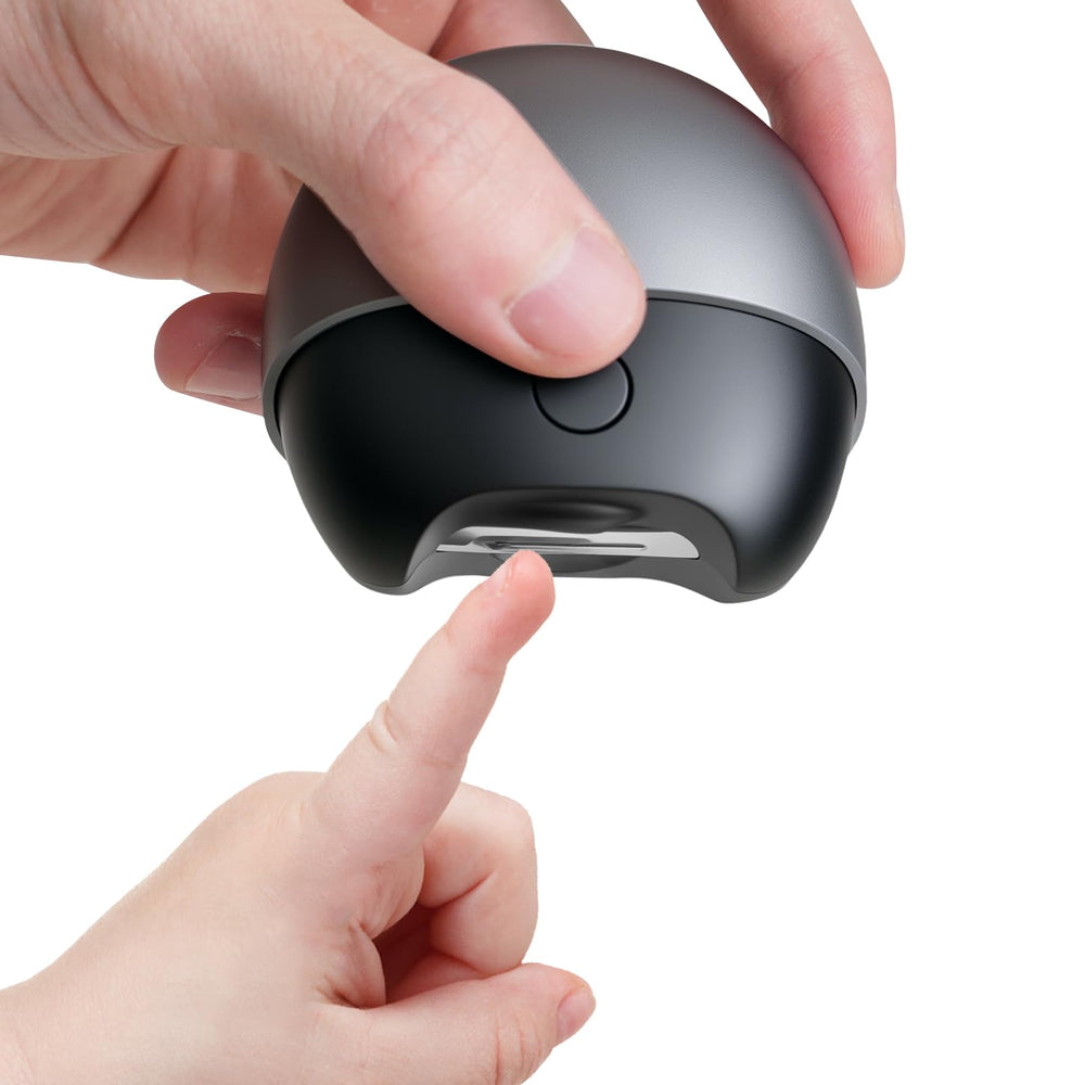 RIRC nail trimmer in two-speed mode for gentle baby nails.