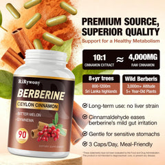 RiRywony Health Berberine capsules close-up for easy daily supplementation.