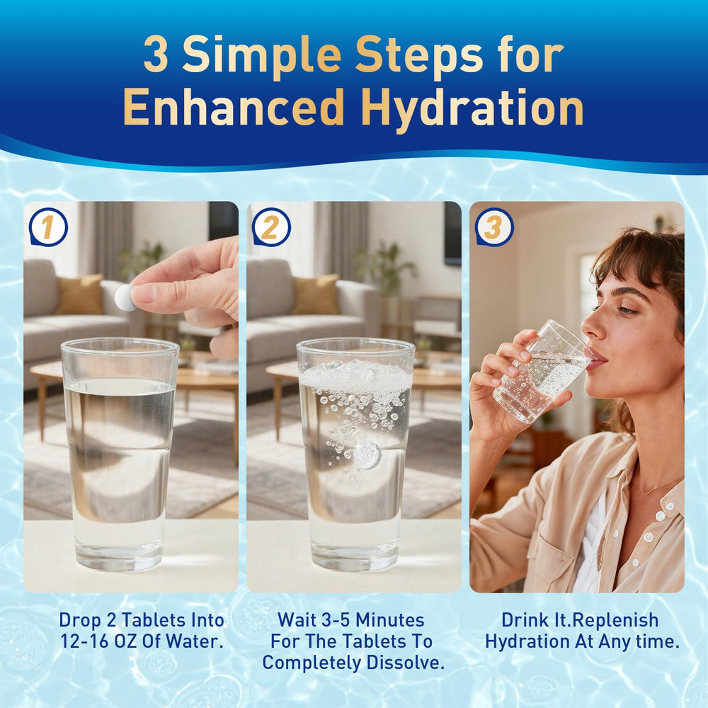 RiRywony Health tablet dissolving in water for quick, convenient hydration.