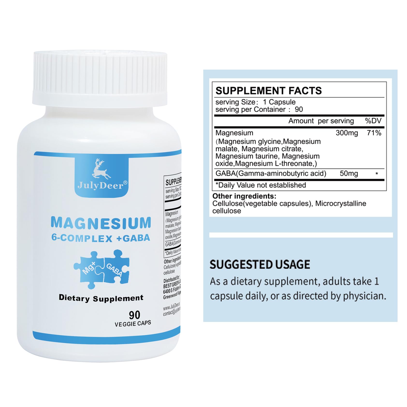 Risabou JulyDeer label front clearly stating vegan magnesium complex.