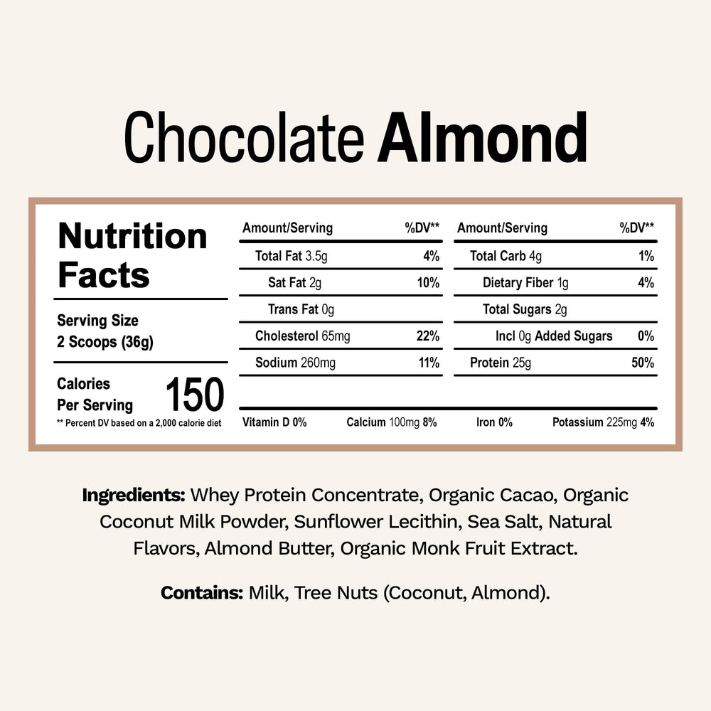Rise Chocolate Almond flavor serving scoop highlighting satisfying flavor