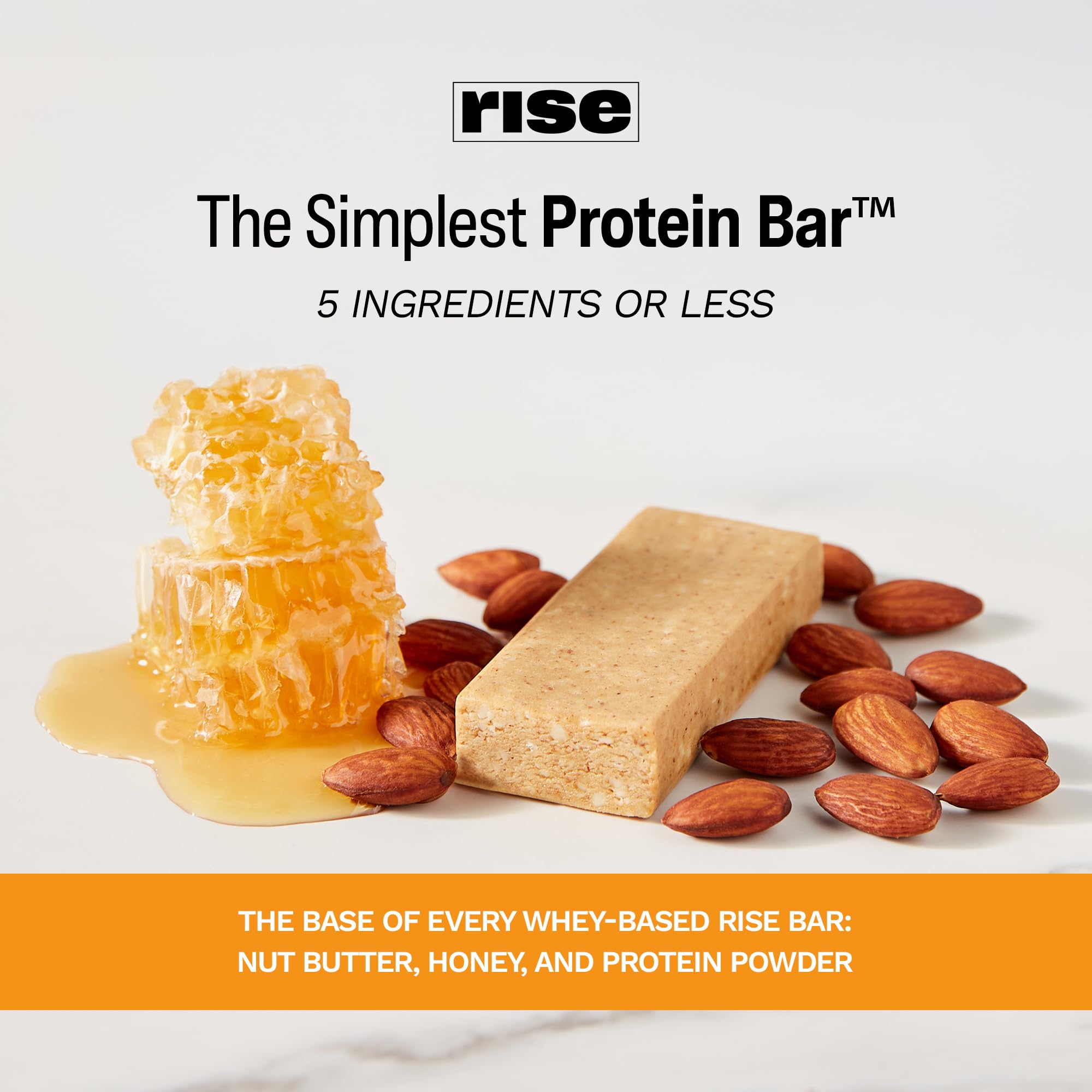 Rise Minis almond honey bar nutrition panel, balanced macros for active lifestyles