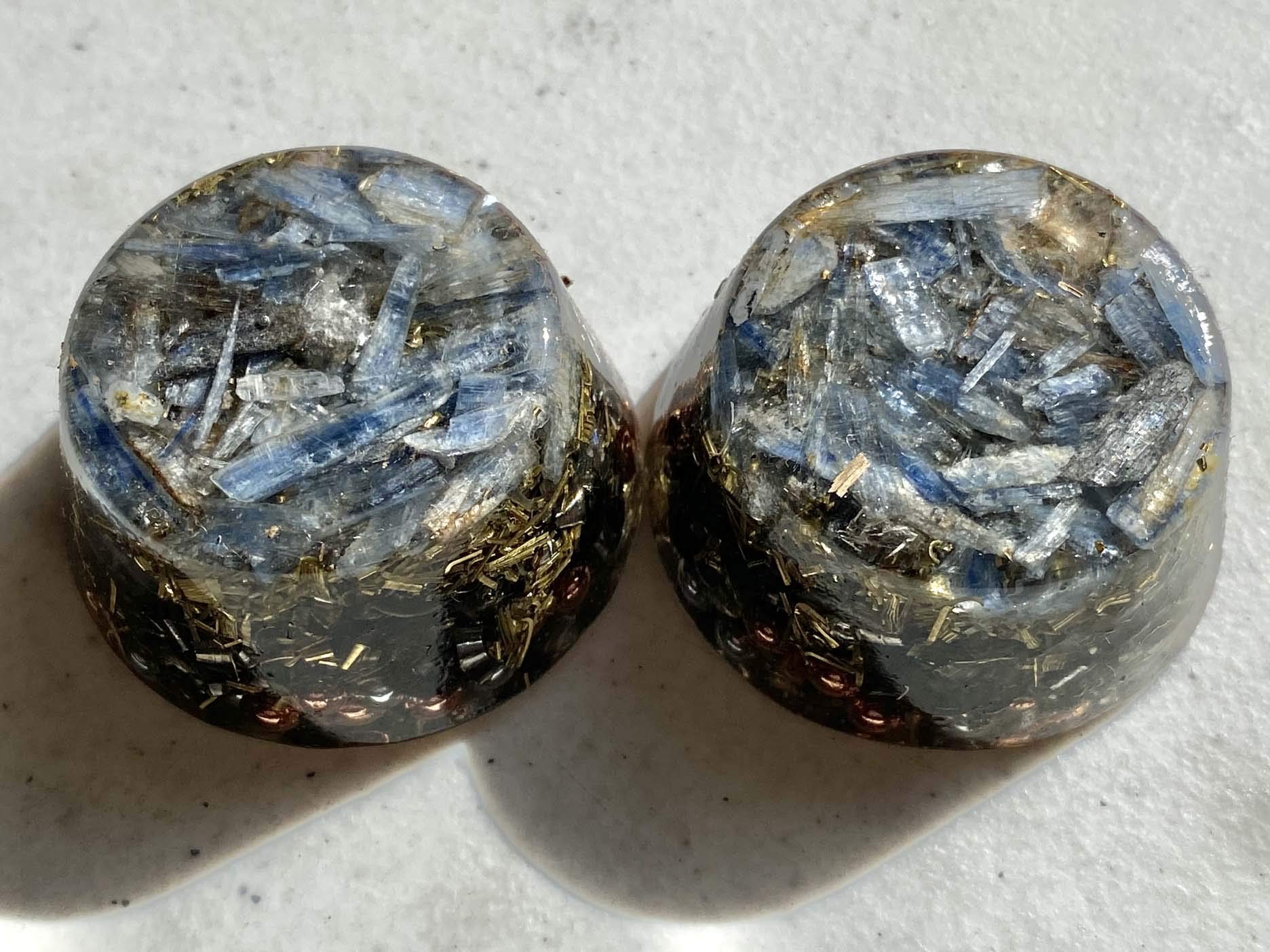Rise Perspective Blue Kyanite Orgone Generator base view showcasing compact craftsmanship