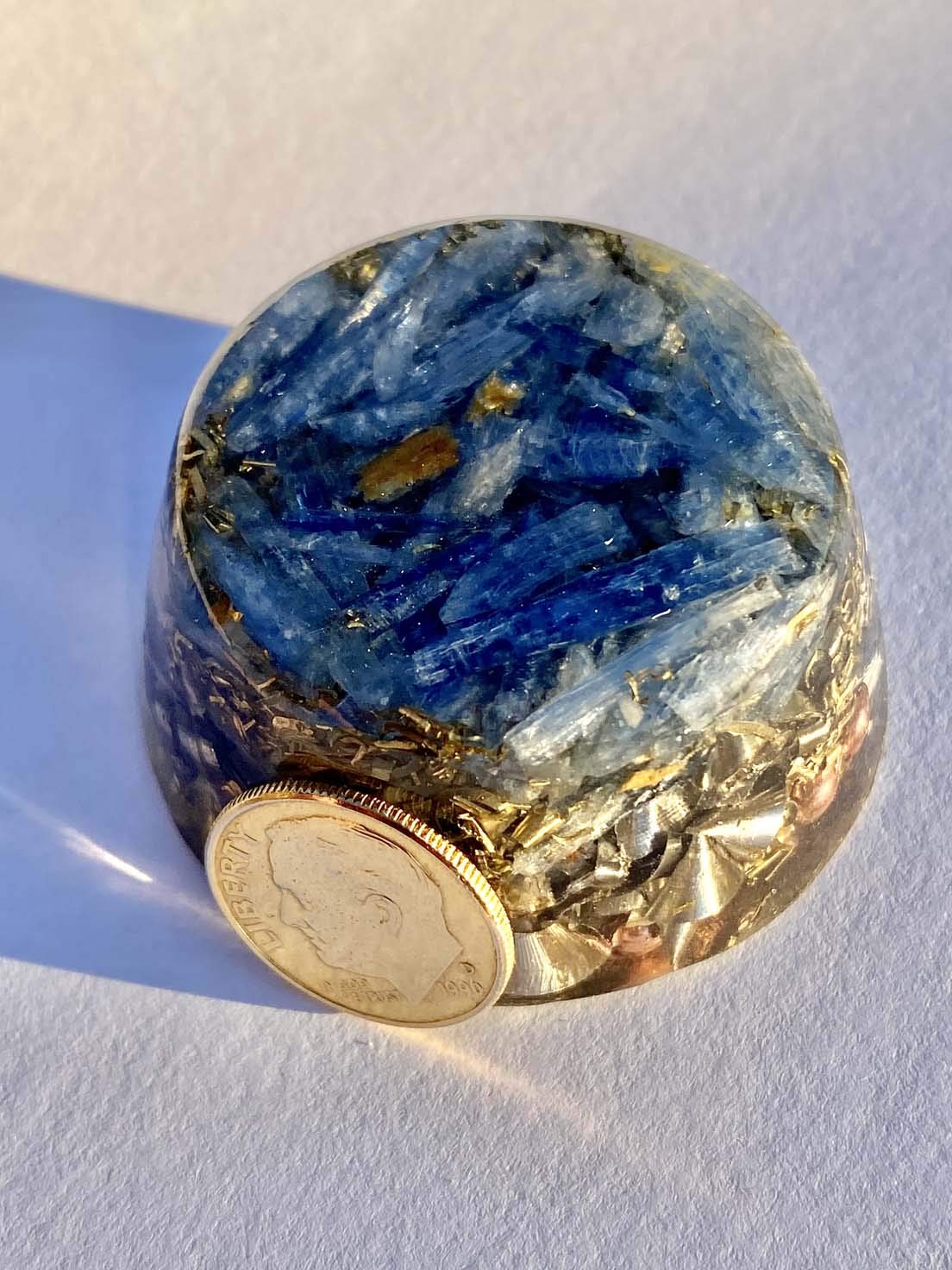 Rise Perspective Blue Kyanite Orgone Generator garden placement supporting plant vitality