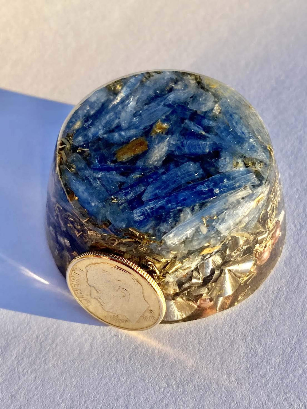 Rise Perspective Blue Kyanite Orgone Generator garden placement supporting plant vitality